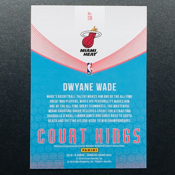 Dwyane Wade - 2018-19 Donruss Court Kings #28 - Picture 2 of 2